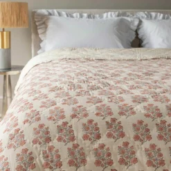 Antiqued Floral Block Printed Quilts