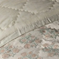Antiqued Floral Block Printed Quilts