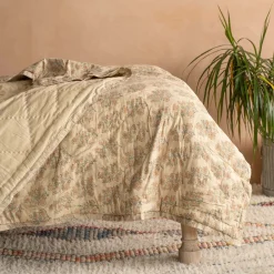 Antiqued Floral Block Printed Quilts