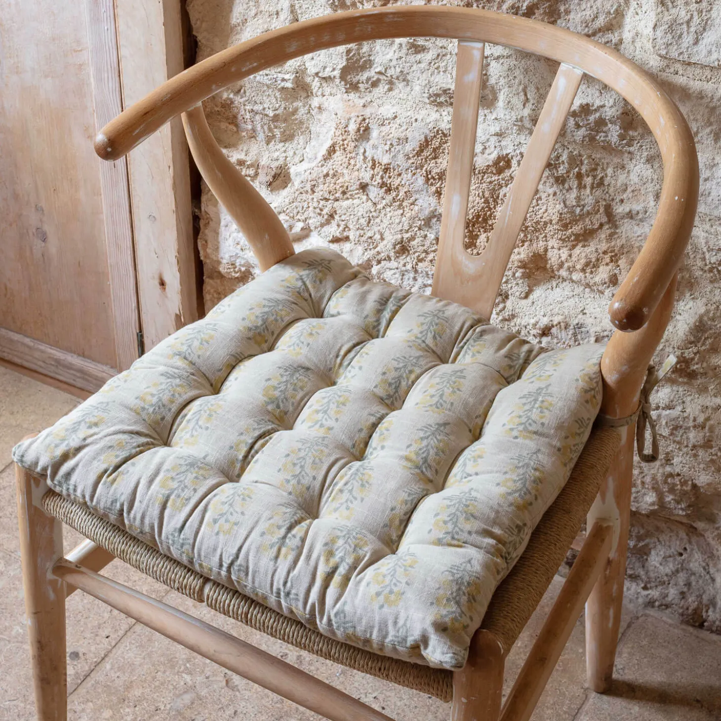 Antiqued Floral Block Printed Seat Pads