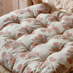 Antiqued Floral Block Printed Seat Pads