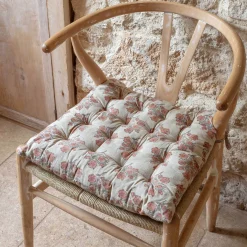 Antiqued Floral Block Printed Seat Pads
