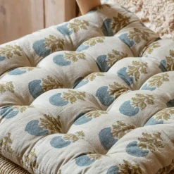 Antiqued Floral Block Printed Seat Pads