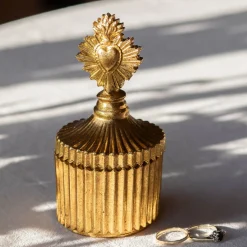 Antiqued Gold Ex-Voto Heart Trinket Box