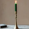 Antiqued Gold Fluted Ball Candle Holder