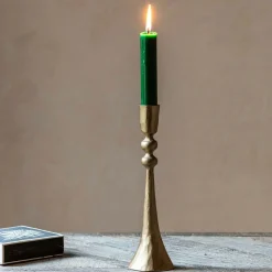 Antiqued Gold Fluted Ball Candle Holder