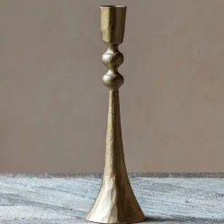 Antiqued Gold Fluted Ball Candle Holder