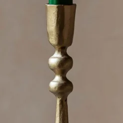 Antiqued Gold Fluted Ball Candle Holder