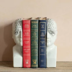 Antiqued Phrenology Head Bookends