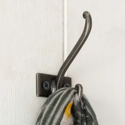 Antiqued Silver Iron Double Wall Hook
