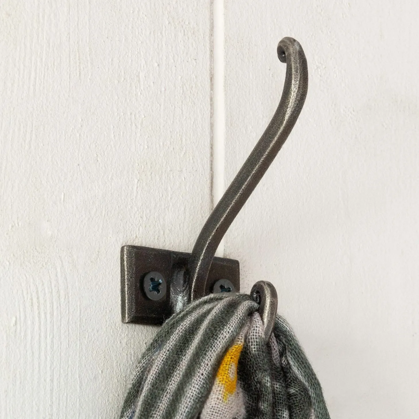 Antiqued Silver Iron Double Wall Hook
