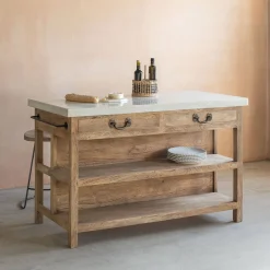 Aria Marble Topped Kitchen Breakfast Bar