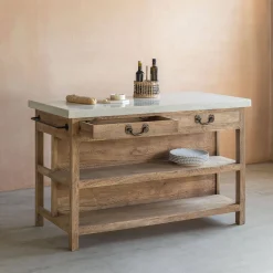 Aria Marble Topped Kitchen Breakfast Bar