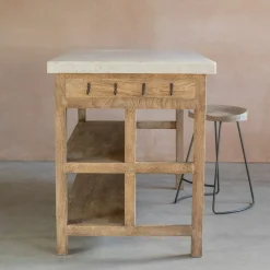 Aria Marble Topped Kitchen Breakfast Bar