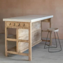 Aria Marble Topped Kitchen Breakfast Bar