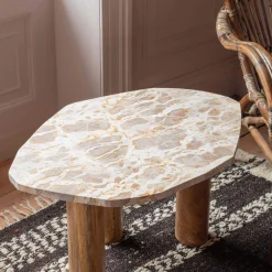 Atticus Brown Marble Side Table