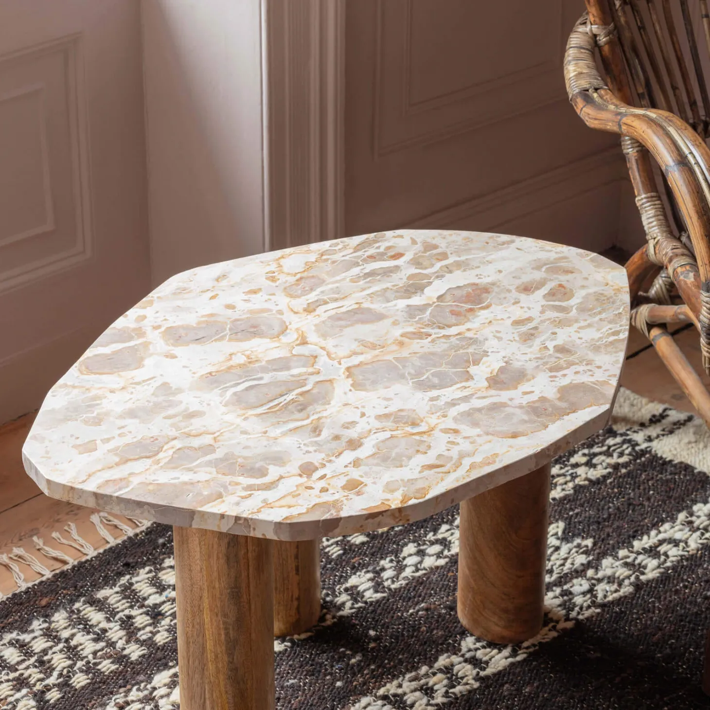 Atticus Brown Marble Side Table