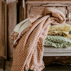 Ava Floral Block Printed Sherpa Throw