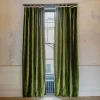 Avocado Green Velvet Single Curtains