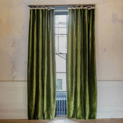 Avocado Green Velvet Single Curtains