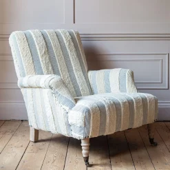 Avree Misty Blue and White Striped Armchair