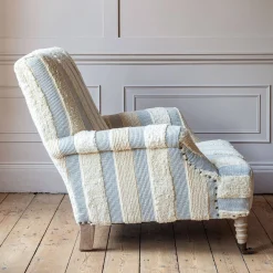 Avree Misty Blue and White Striped Armchair