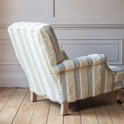 Avree Misty Blue and White Striped Armchair