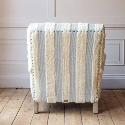 Avree Misty Blue and White Striped Armchair