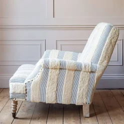 Avree Misty Blue and White Striped Armchair