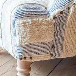Avree Misty Blue and White Striped Armchair