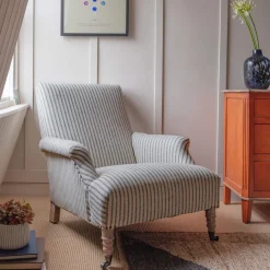 Avree Striped Linen Armchair