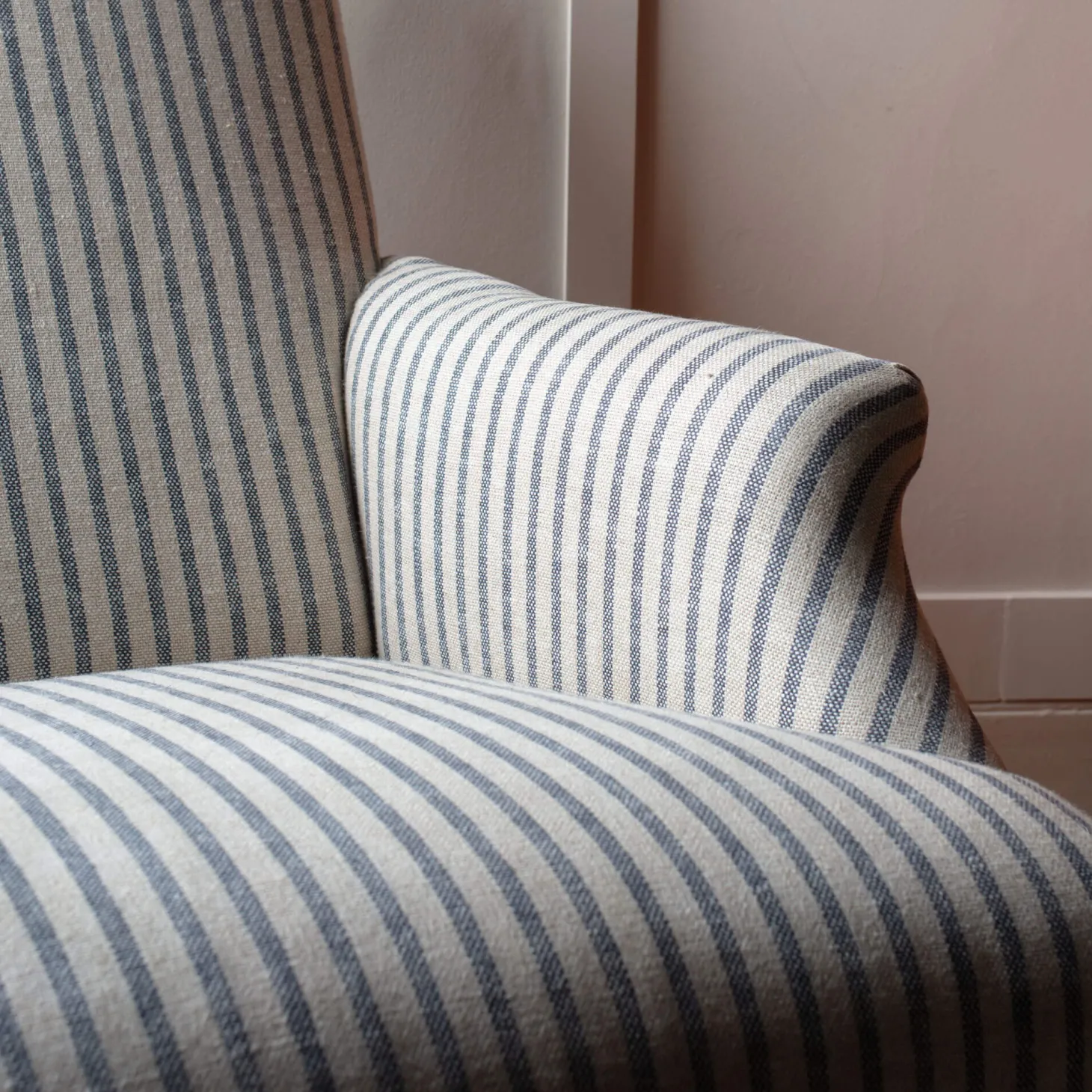 Avree Striped Linen Armchair