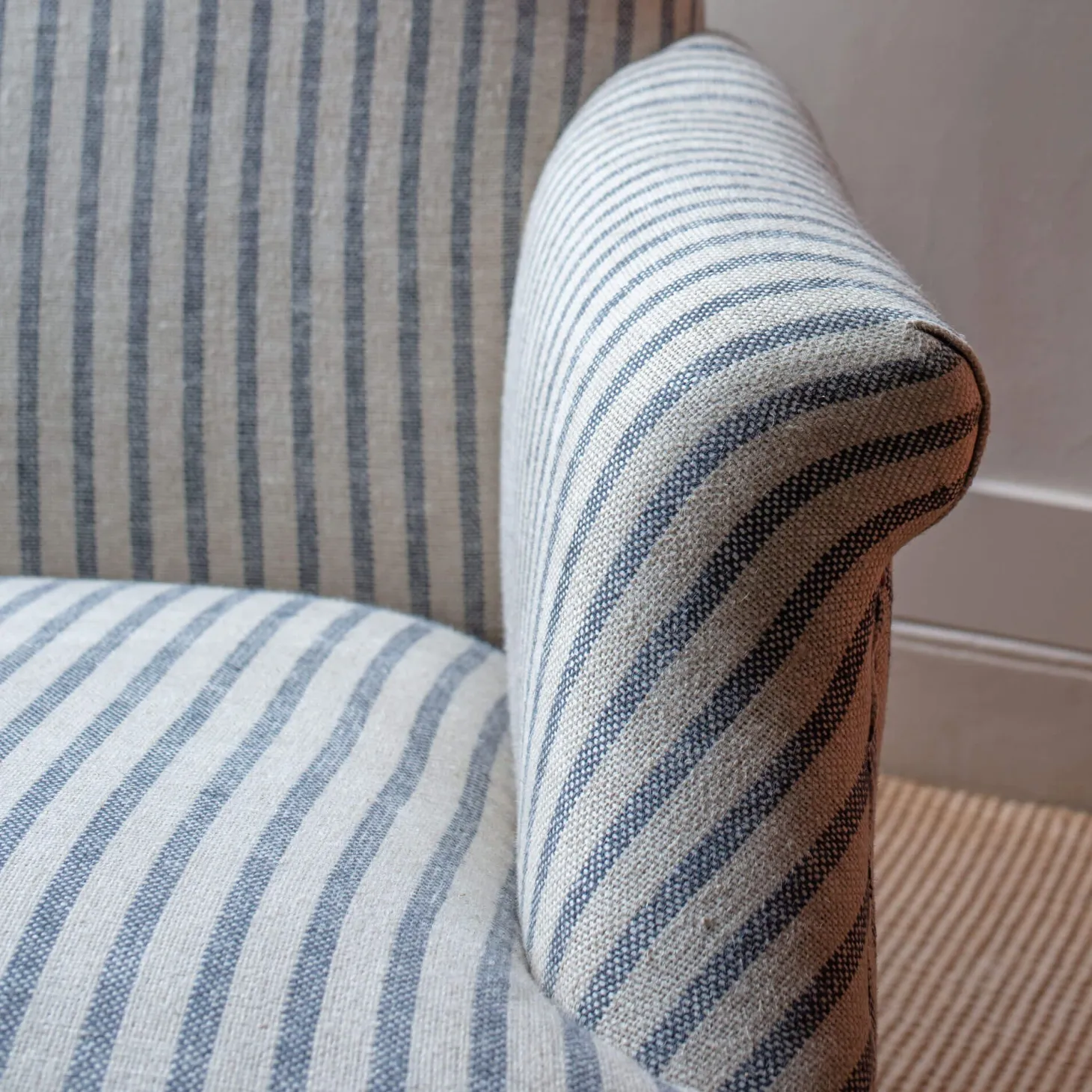 Avree Striped Linen Armchair