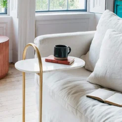 Axton White Marble Side Table
