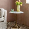 Ayla Marble and Bronze Side Table