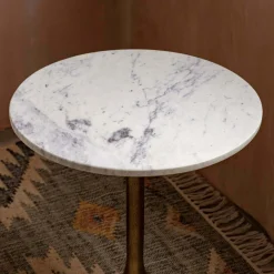 Ayla Marble and Bronze Side Table