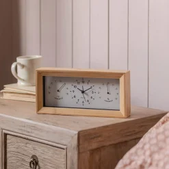 Bamboo Thermometer & Hygrometer Alarm Clock
