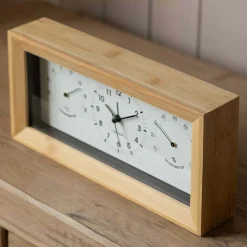 Bamboo Thermometer & Hygrometer Alarm Clock