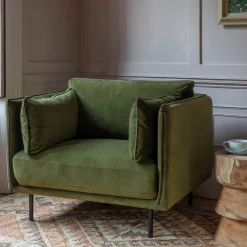 Bayler Moss Green Velvet Armchair