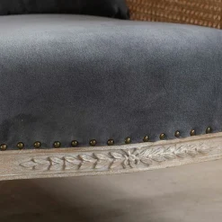 Baylor Grey Velvet and Cane Armchair
