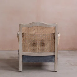 Baylor Grey Velvet and Cane Armchair