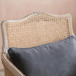 Baylor Grey Velvet and Cane Armchair