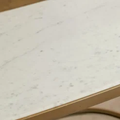 Beau Drinks Trolley with White Marble and Glass Shelves