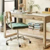 Bilbury Moss Green Velvet and Rattan Desk Chair