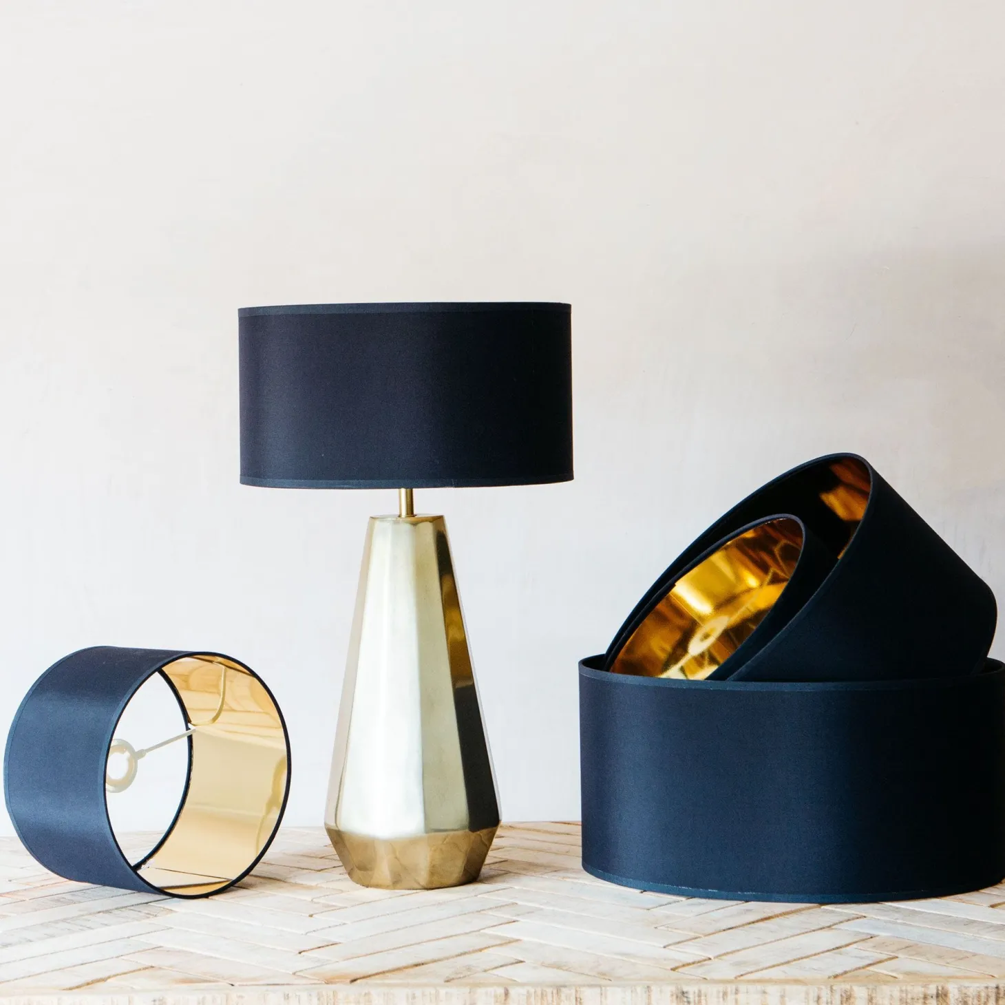 Black and Gold Cotton Lamp Shades