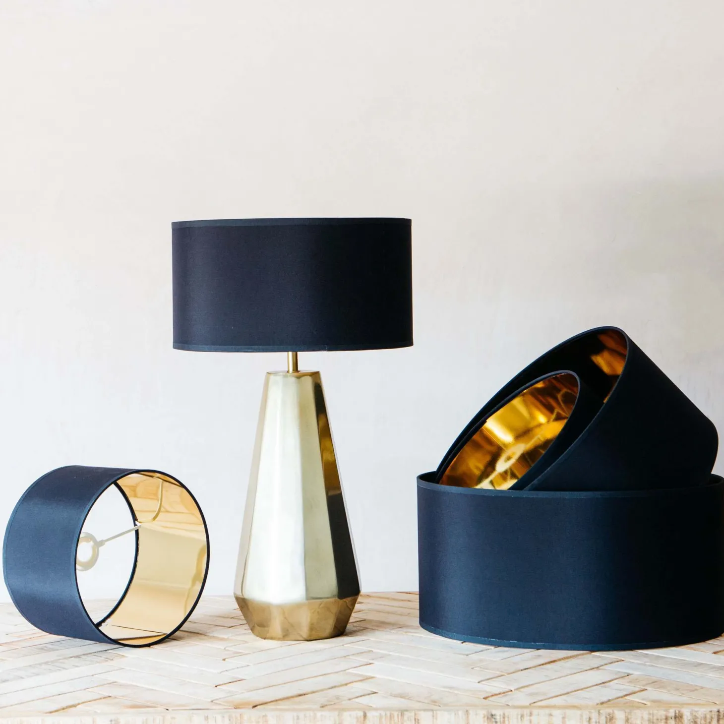 Black and Gold Cotton Lamp Shades