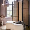 Black and Natural Rattan Screen