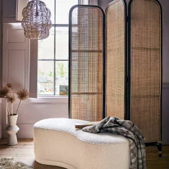 Black and Natural Rattan Screen
