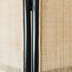 Black and Natural Rattan Screen