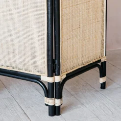 Black and Natural Rattan Screen